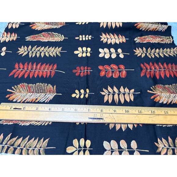 Nancy Crow For John Kaldor Autumn Leaf Print Fabric 19" x 44" Cotton Black & Fal - Picture 2 of 5